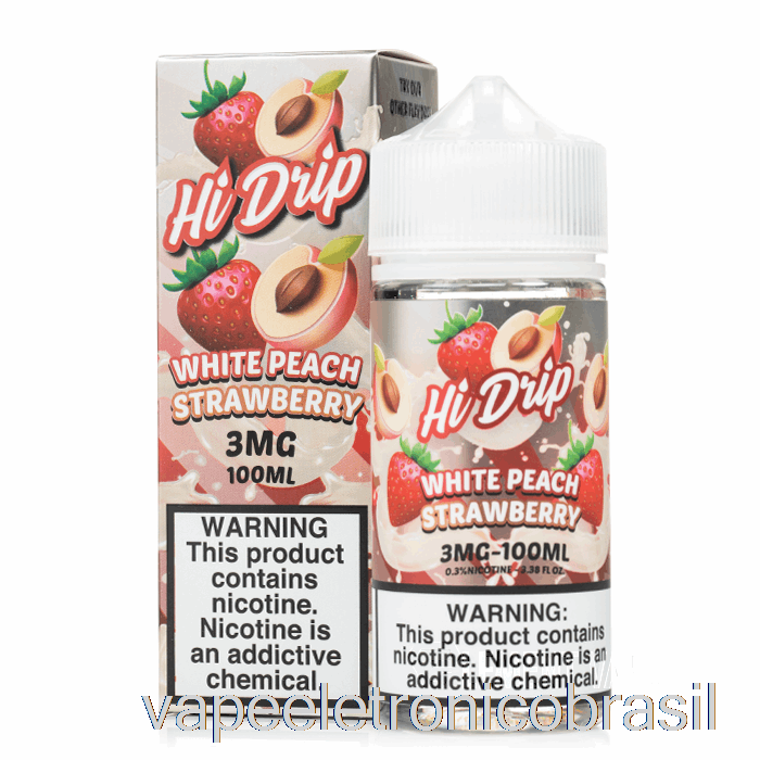 Vape Eletronico Morango Branco Pêssego - Hi-drip - 100ml 3mg